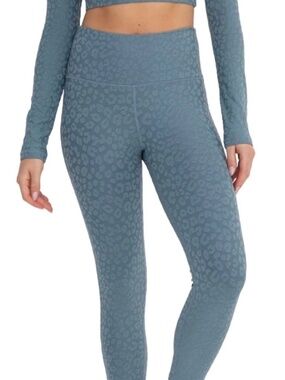 Mono B Leopard Jacquard High-Waist Leggings - Style APH8029 - Color Sea